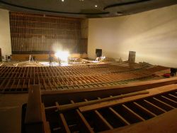 Remodeling of the Villa Theatre auditorium, view of the stage from the stadium seating section