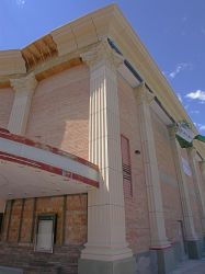 A Greek column at the edge of the ticket booth wall, Villa Theatre, Salt Lake City, Utah