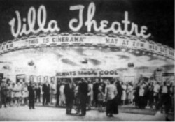 CROWDS AT CINERAMA OPENING - Enthusiastic crowds gathered outside the Villa Theater Friday night for the premiere of "This is Cinerama "  First time it has appeared in the Mountain West.