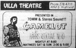 Ad for "Camelot" in 70mm.