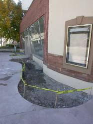 Cut concrete in front of the store front, Villa Theatre, Salt Lake City, Utah