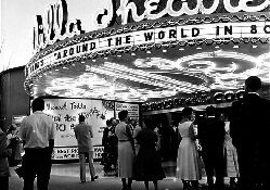 The original scroll-type neon underneath the marquee, July 1961.